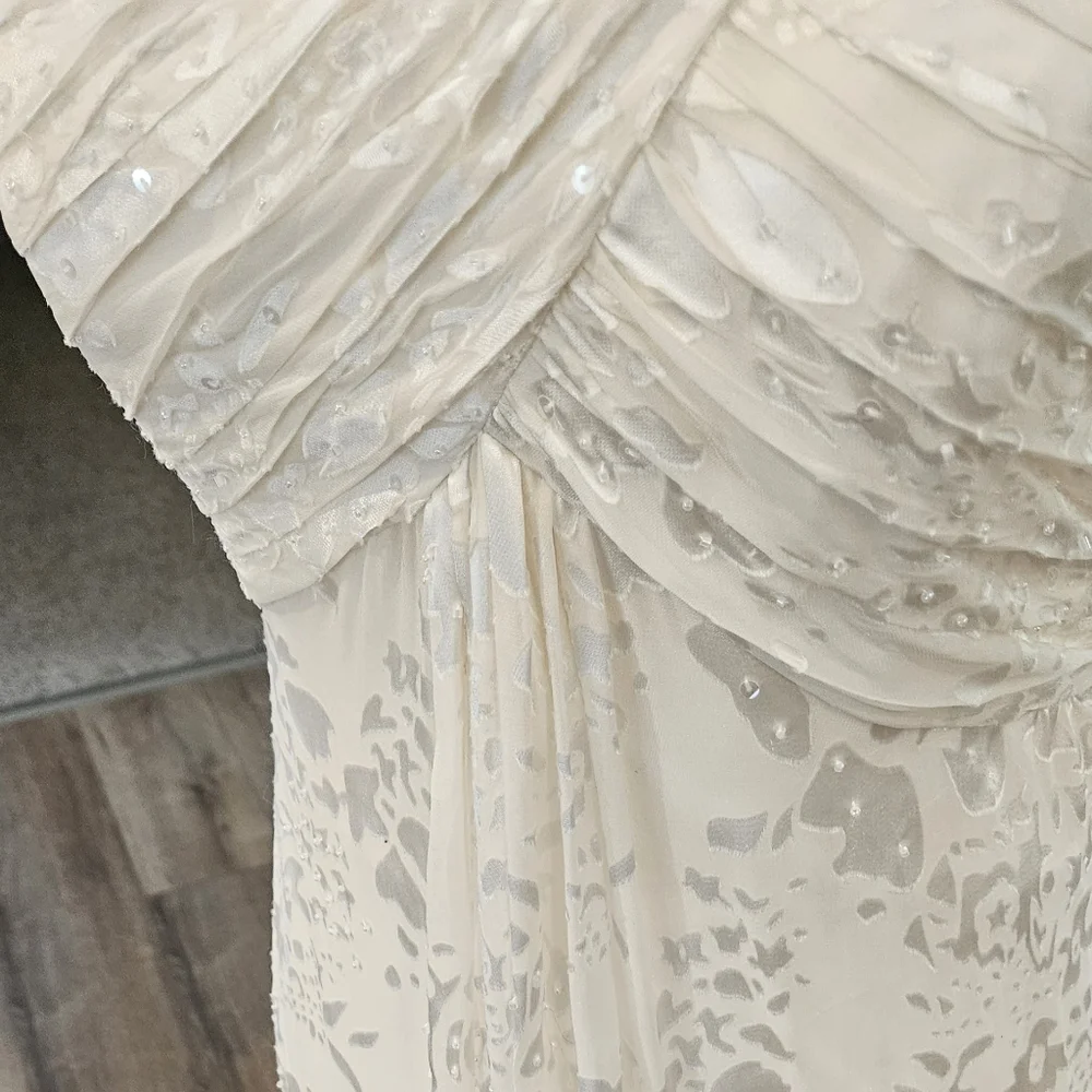 NWOT'S - ALEX EVENINGS - Cream White Floral Print On Shear- Size 4 - 2 piece set - Picture 4 of 11